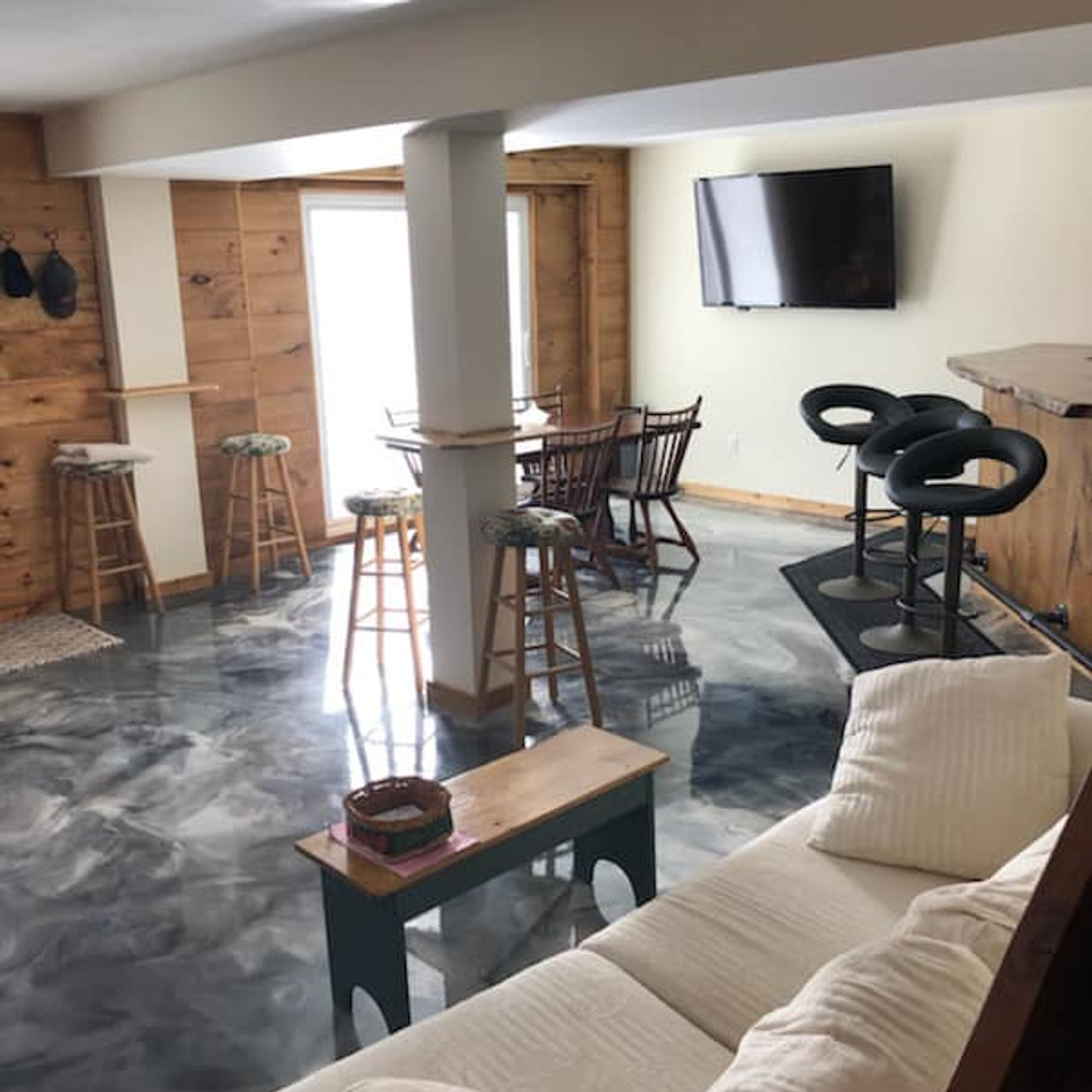 Finished basement epoxy floor